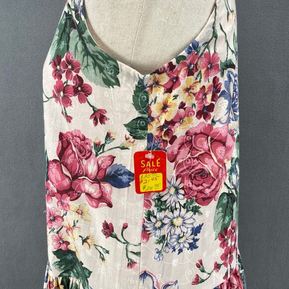 Vtg 80s 90s NOS Brights Creek Cottage Garden Midi Dress Romantic Boho M? Floral - Picture 7 of 15